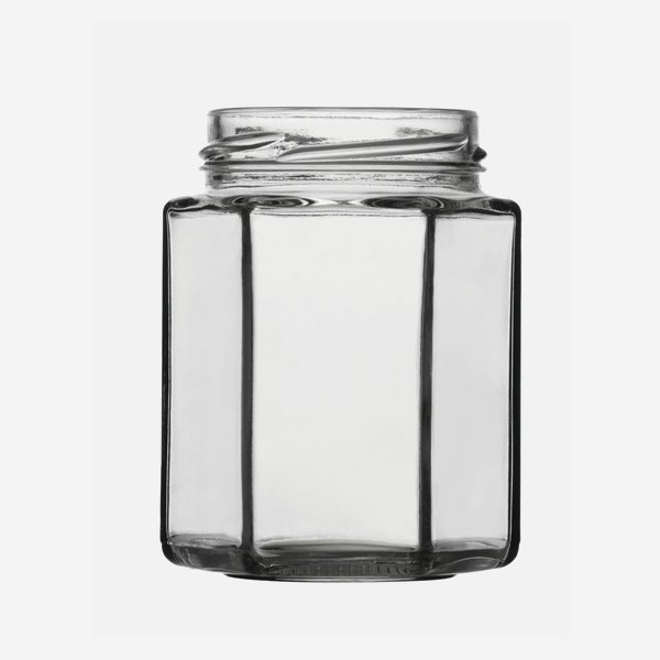 Hexagonal jar 190ml, white, mouth: TO58