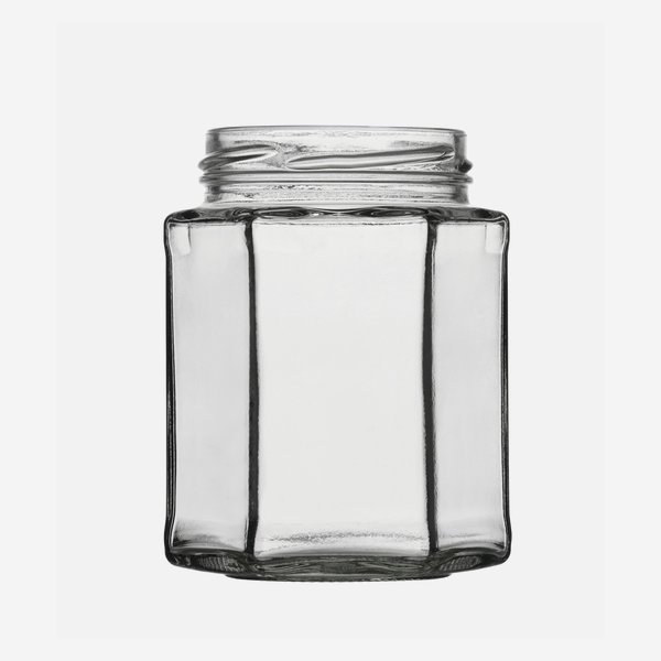 Hexagonal jar 278ml, white, mouth: TO63