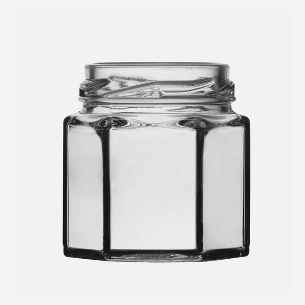 Hexagonal jar 47ml, white, mouth: TO43