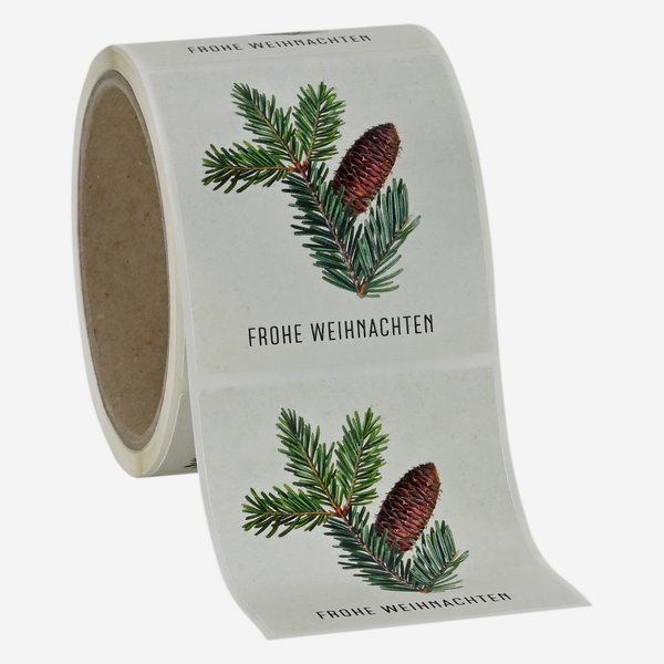 Label Christmas, motive "Fir branch", 65x70mm