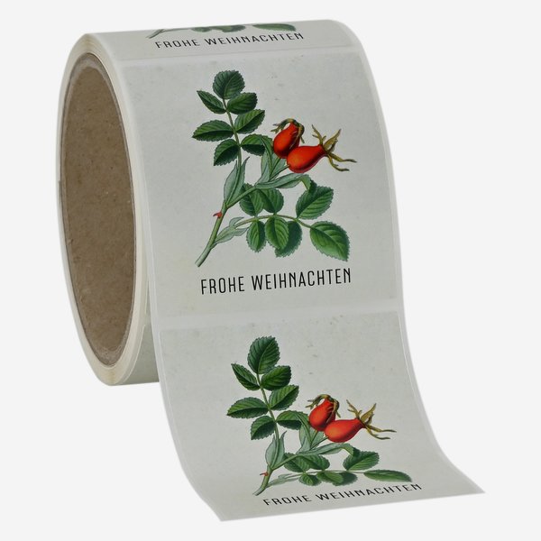 Label Christmas, motive "Rose hip", 65x70mm